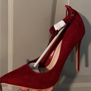 Red Pumps Ankle Lace Up